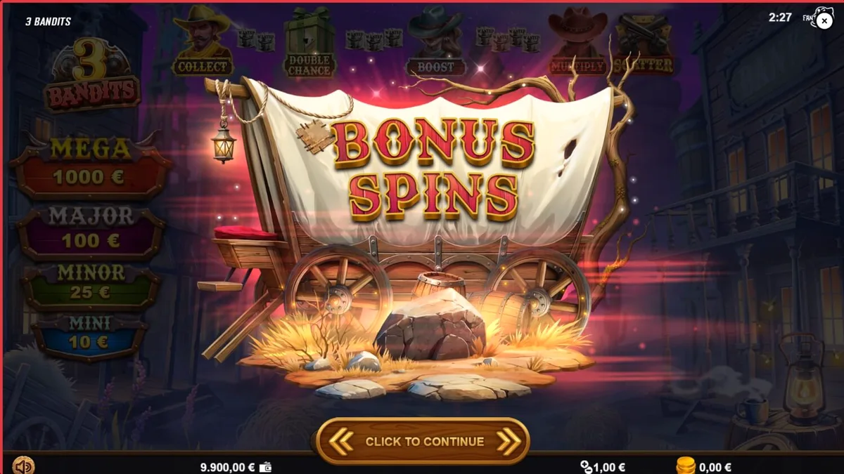 Tampilan visual slot 3 Bandits dengan tema Wild West